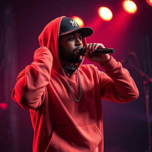 Rapper performing in the studio