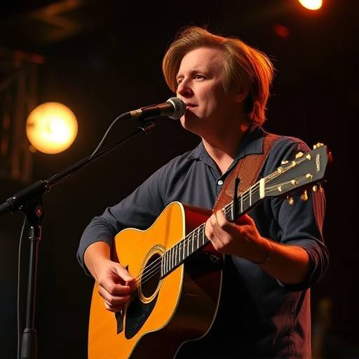 Singer-songwriter playing acoustic guitar